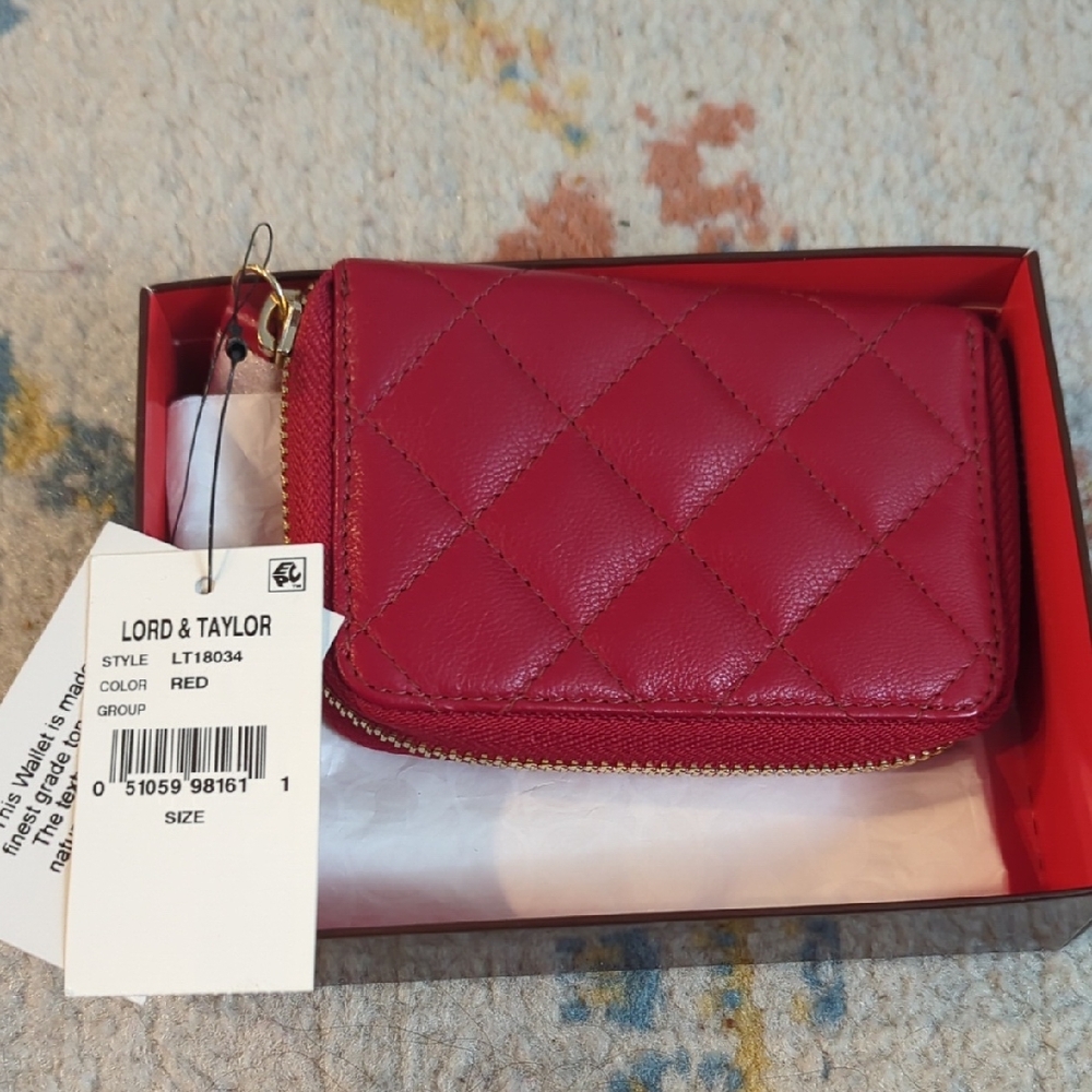 Lord & Taylor Burgundy Quilted Wallet NWT